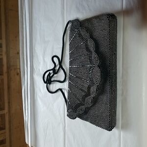 Black and silver beaded clutch